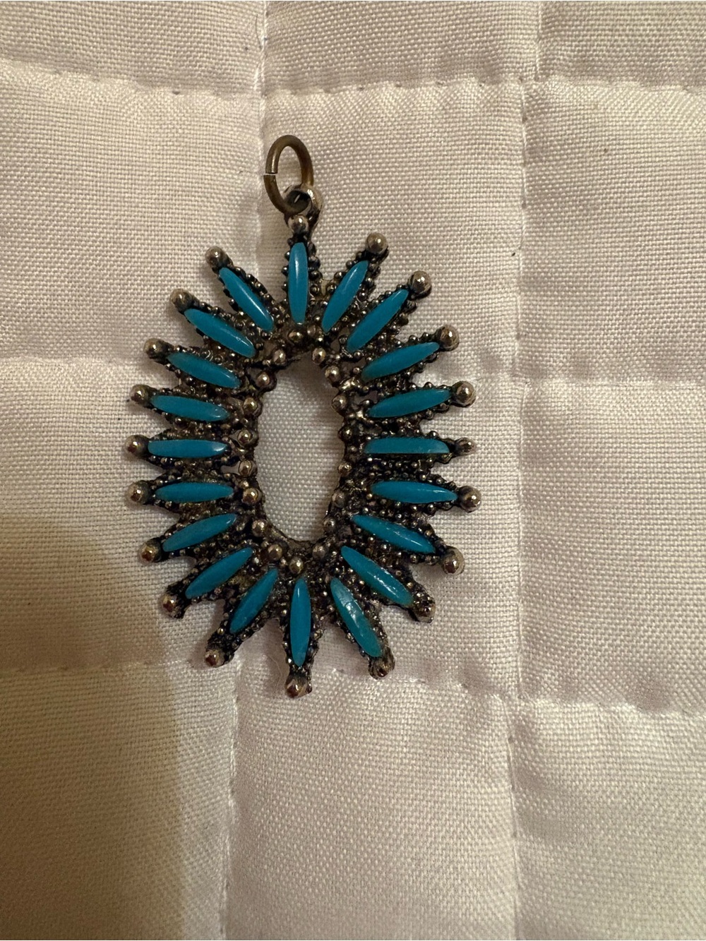 Turquoise Sunburst Pendant Necklace, no chain - Women Jewelry